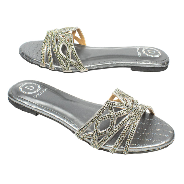 Arwa Sophisticated-casual Grey Flat Slippers