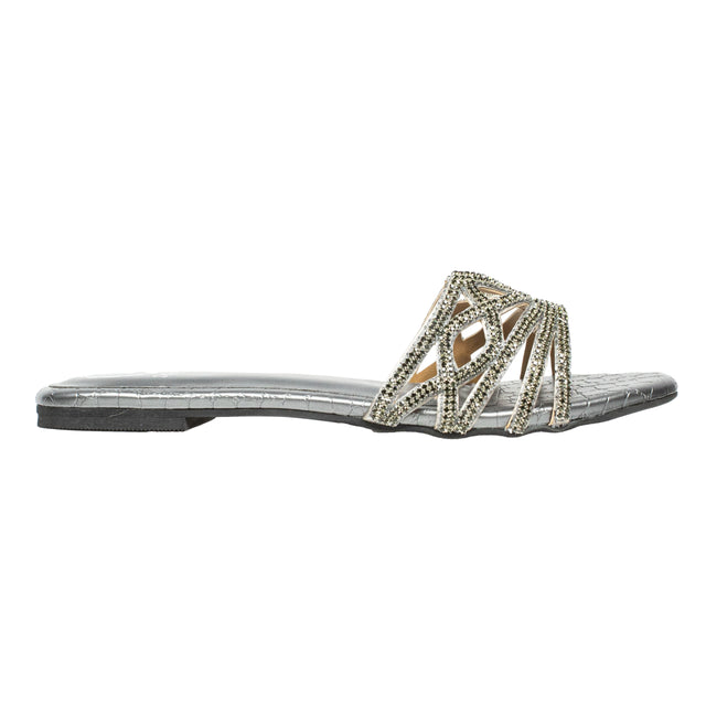 Arwa Sophisticated-casual Grey Flat Slippers
