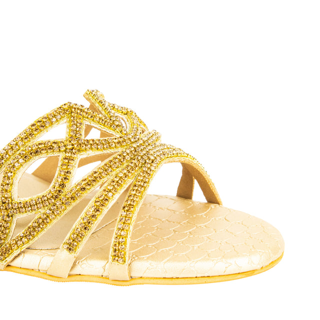Arwa Enchanting Gold Block Heel Sandals