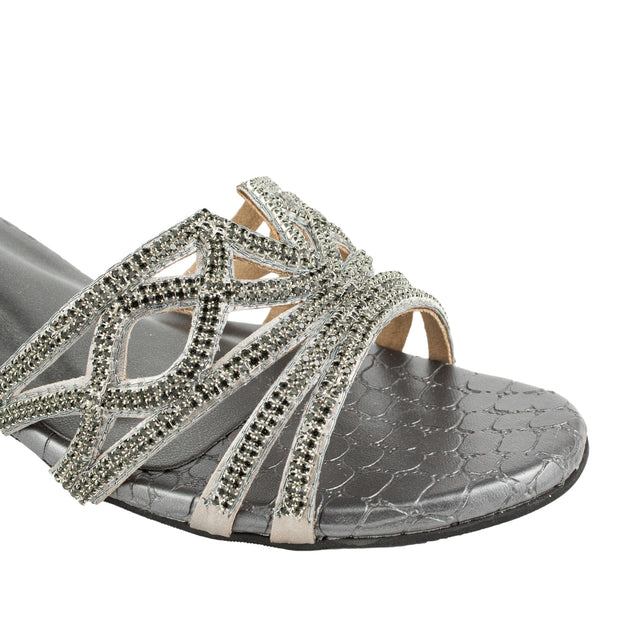 Arwa Statement Grey Block Heel Sandals