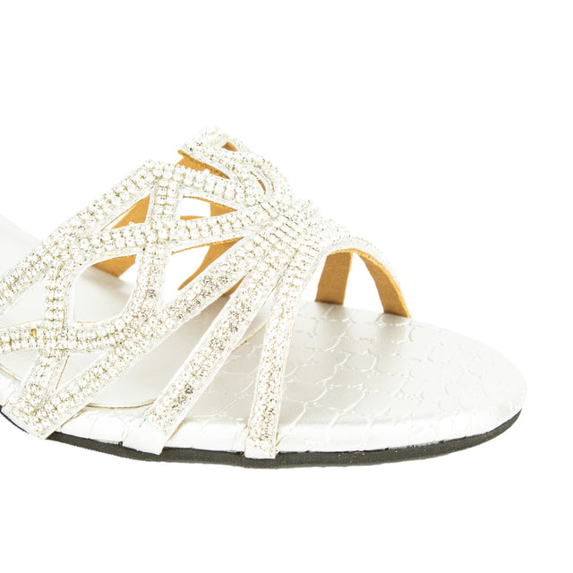 Arwa Couture-inspired Silver Block Heel Sandals