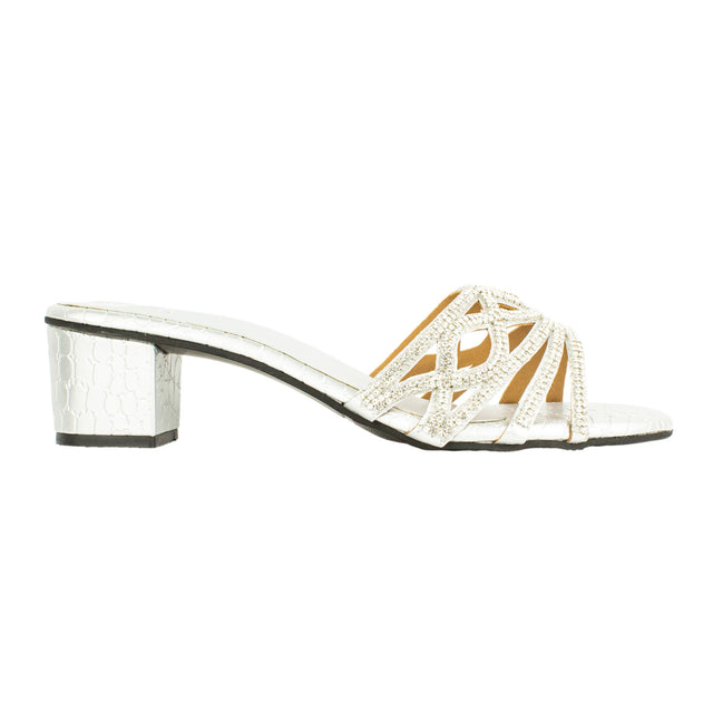 Arwa Couture-inspired Silver Block Heel Sandals