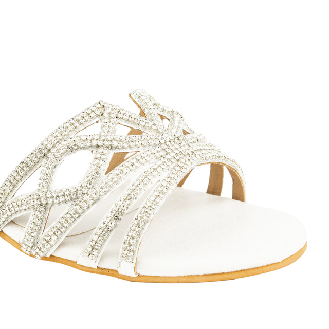 Arwa Refined White Block Heel Sandals