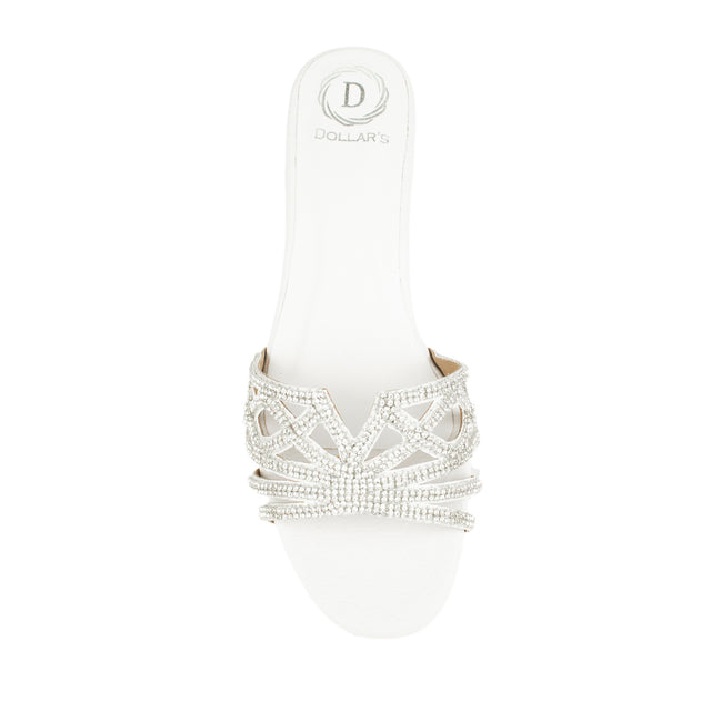 Arwa Refined White Block Heel Sandals
