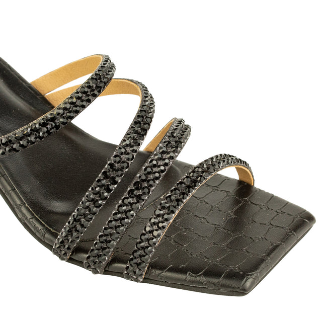 Bold Black Pencil Heel Sandals