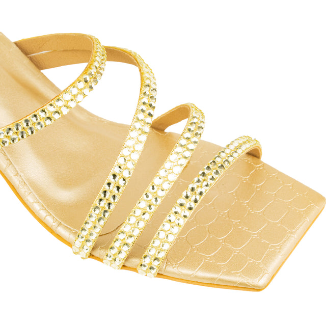 Handcrafted Gold Pencil Heel Sandals