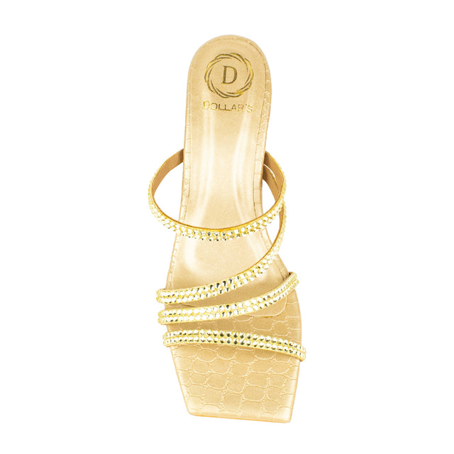 Handcrafted Gold Pencil Heel Sandals
