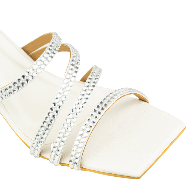 Captivating White Pencil Heel Sandals