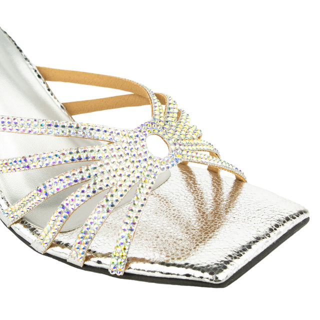 Weekend-ready Glitter Silver High Heel Sandals