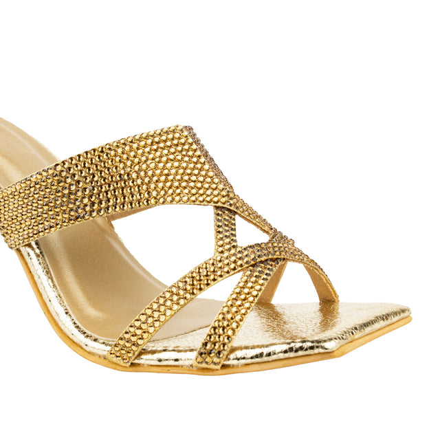 Couture-inspired Gold High Heel Sandals