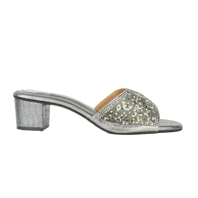 Polished Grey Block Heel Sandals
