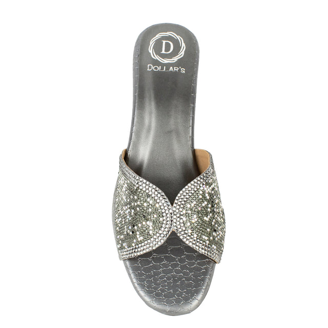 Polished Grey Block Heel Sandals