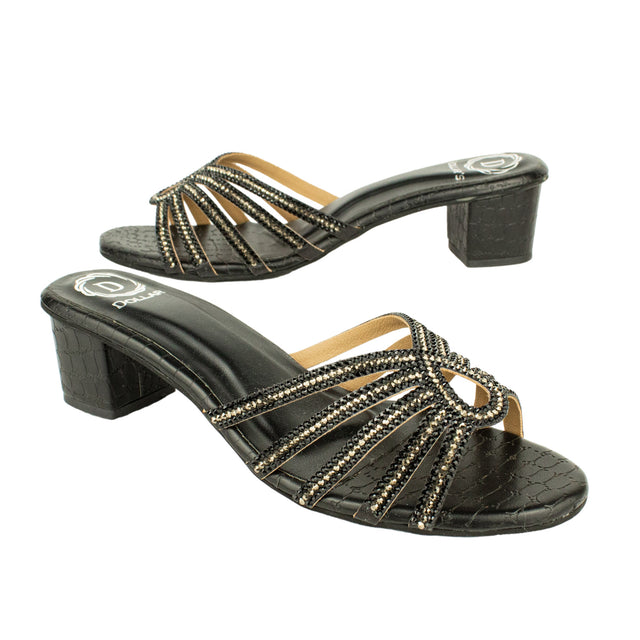 Luxurious Black Block Heel Sandals