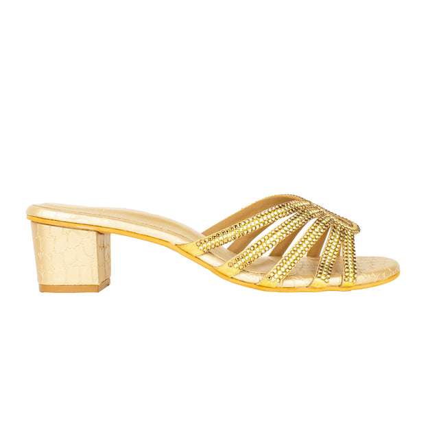 Handmade Gold Block Heel Sandals