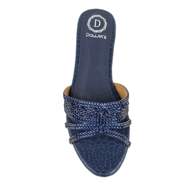 Safa Couture-inspired Navy Blue Flat Slippers