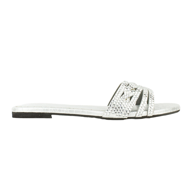 Safa Striking Silver Flat Slippers