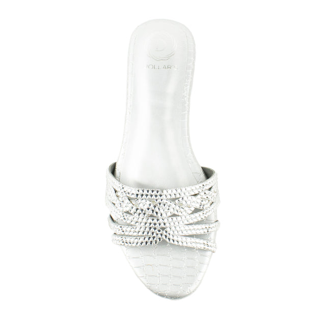 Safa Striking Silver Flat Slippers
