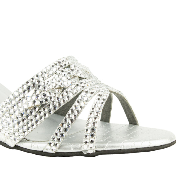 Safa Elegant Silver Pencil Heel Sandals
