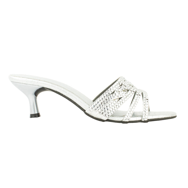 Safa Elegant Silver Pencil Heel Sandals