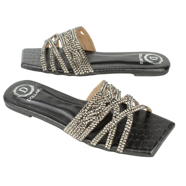 Bold Black Flat Slippers