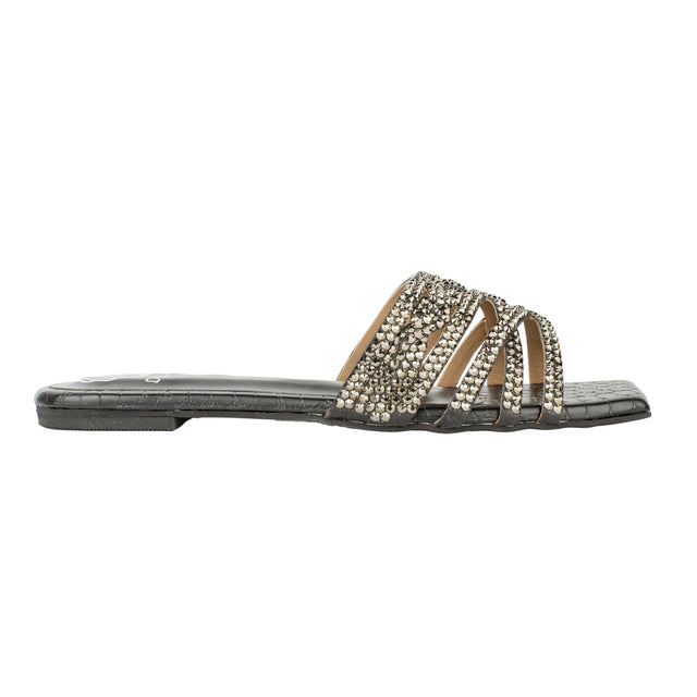 Bold Black Flat Slippers