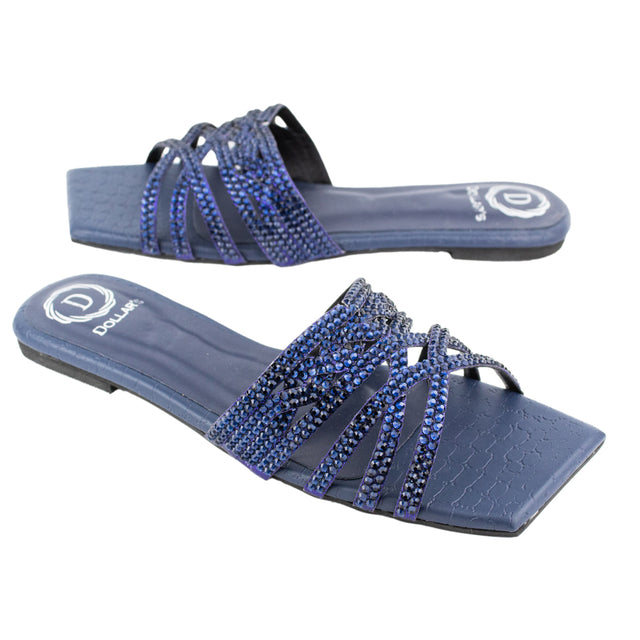 Sophisticated Navy Blue Flat Slippers