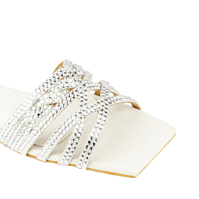 Sleek-modern White Flat Slippers