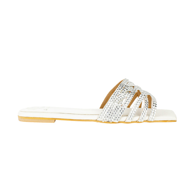 Sleek-modern White Flat Slippers