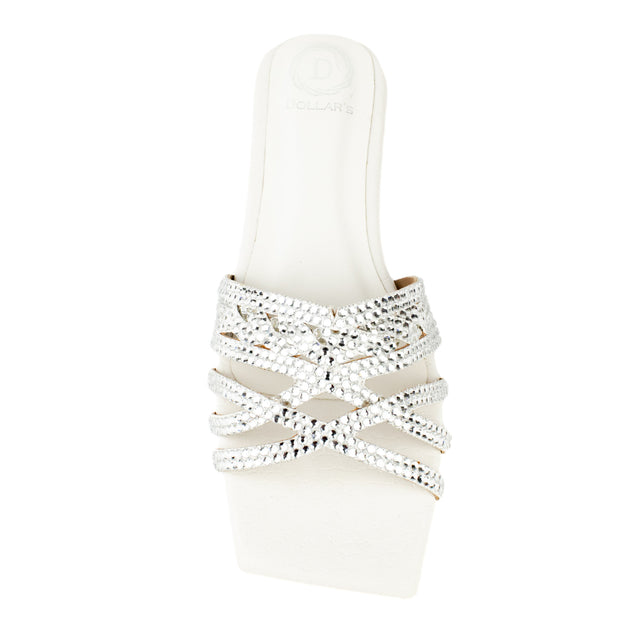 Sleek-modern White Flat Slippers