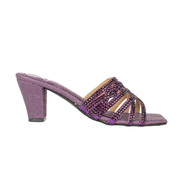 Contemporary Purple Block Heel Sandals