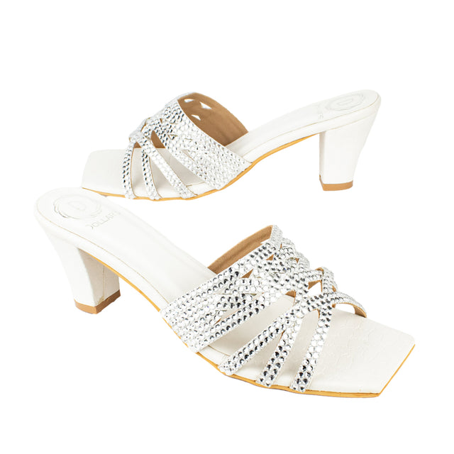 Exclusive White Block Heel Sandals
