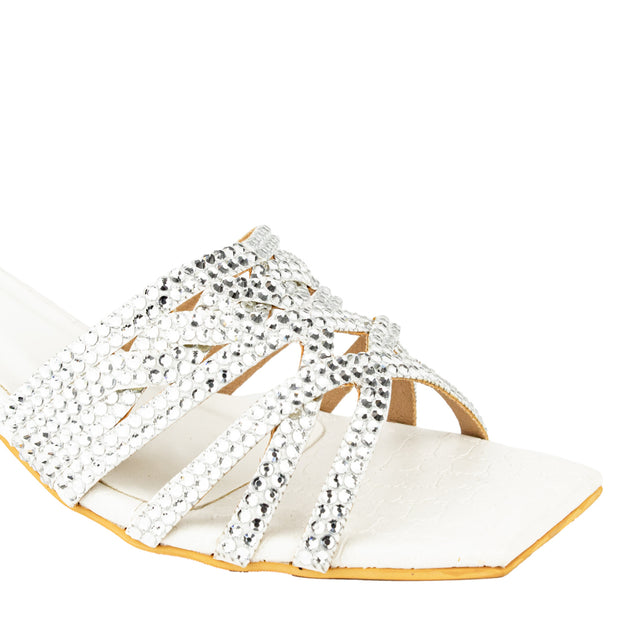 Exclusive White Block Heel Sandals