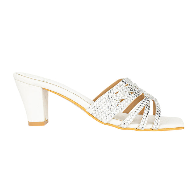 Exclusive White Block Heel Sandals