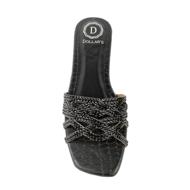 Glamorous Black Flat Slippers