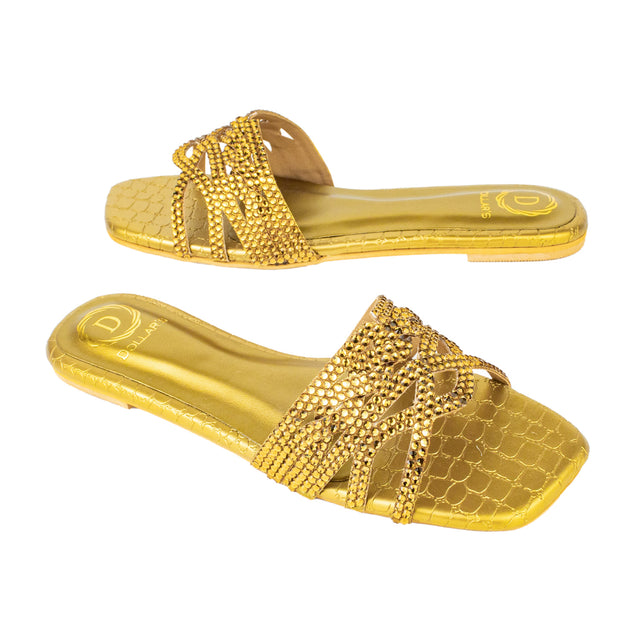 Elevated Bronze Flat Slippers