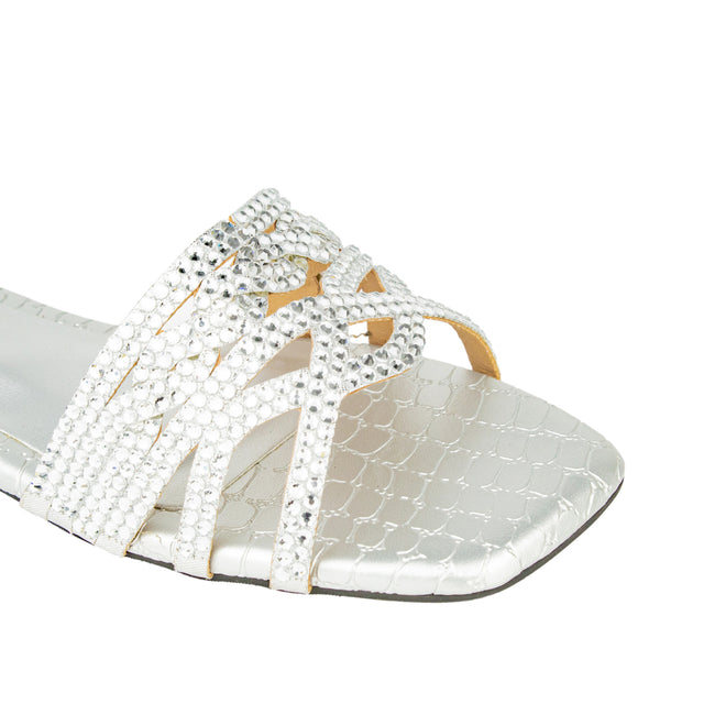 Statement Silver Flat Slippers