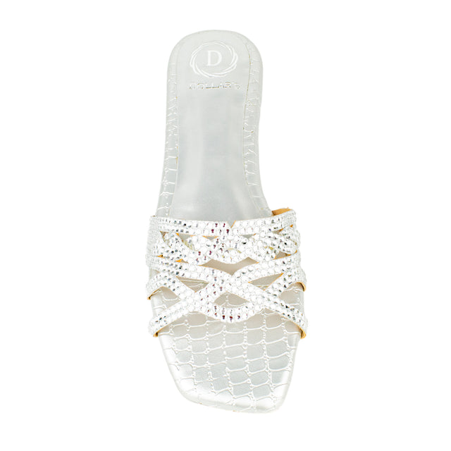 Statement Silver Flat Slippers