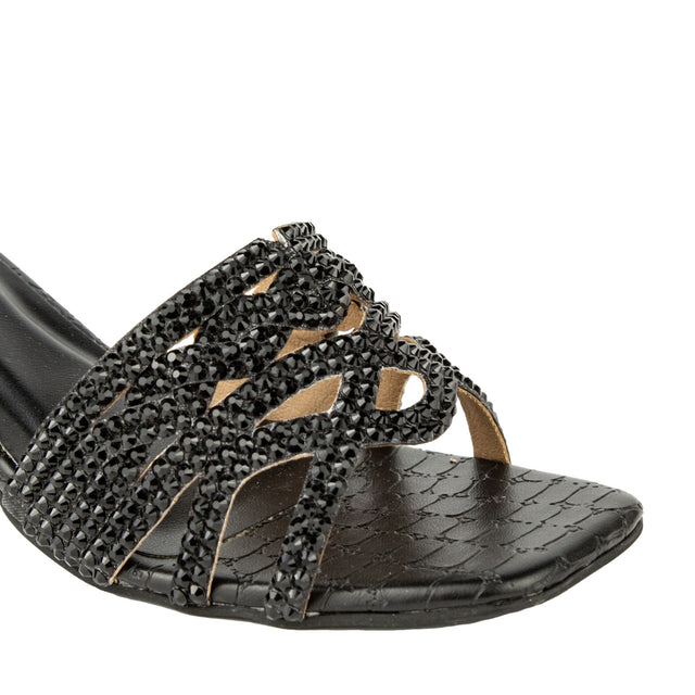 Modern Black Pencil Heel Sandals
