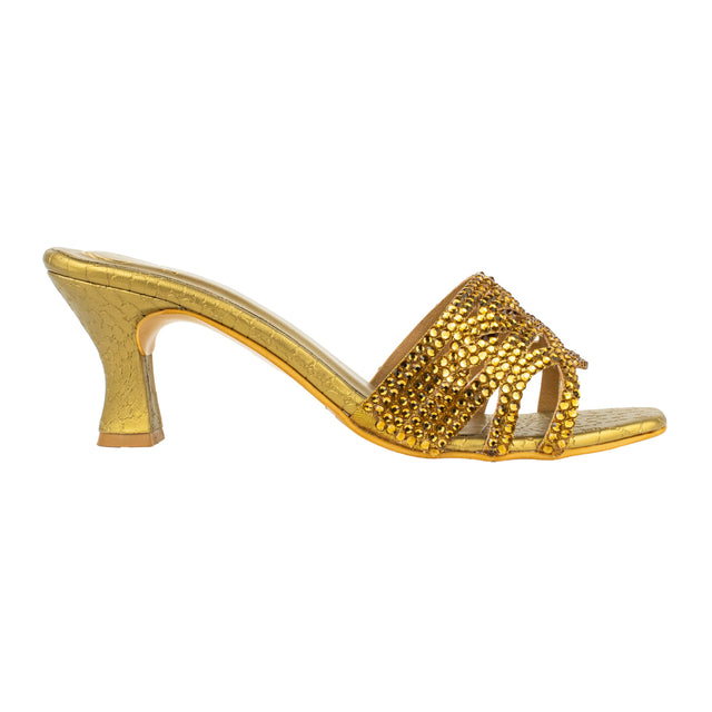 Luxurious Bronze Pencil Heel Sandals