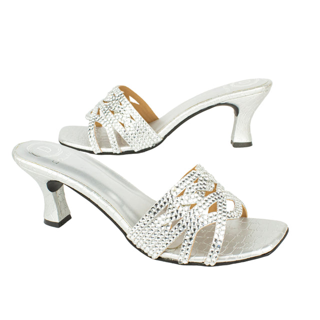 Handcrafted Silver Pencil Heel Sandals