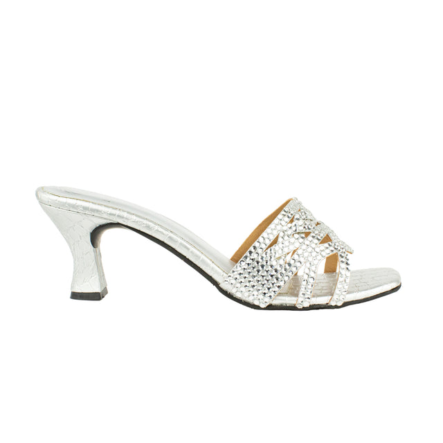 Handcrafted Silver Pencil Heel Sandals