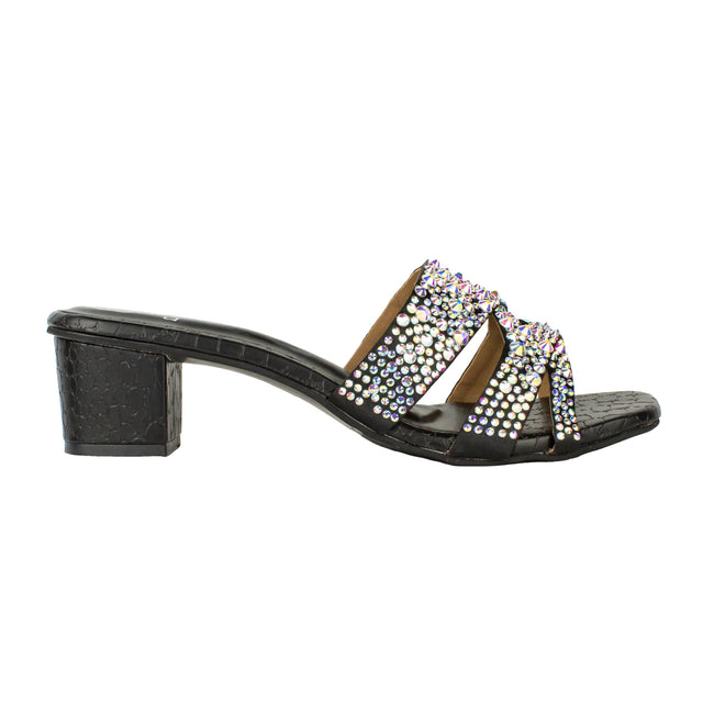 Vibrant Black Block Heel Sandals