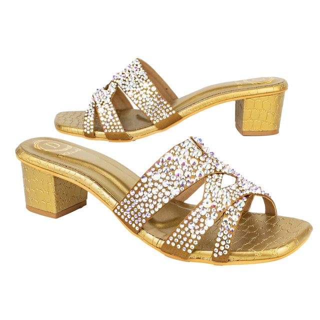 Sleek Bronze Block Heel Sandals