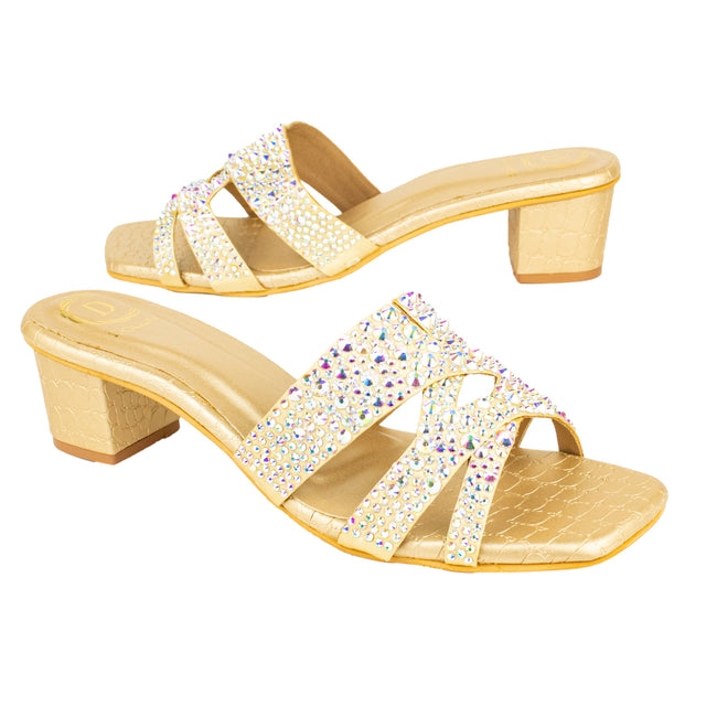 Modern Gold Block Heel Sandals