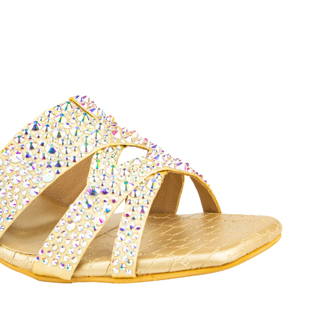 Modern Gold Block Heel Sandals