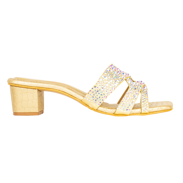 Modern Gold Block Heel Sandals