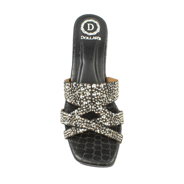 Vibrant Slate Black Block Heel Sandals