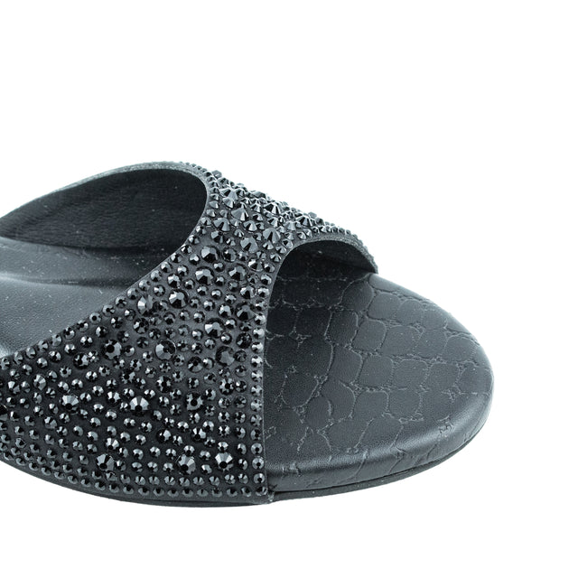 Zahra Luxe Black Flat Slippers