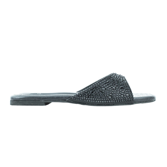 Zahra Luxe Black Flat Slippers