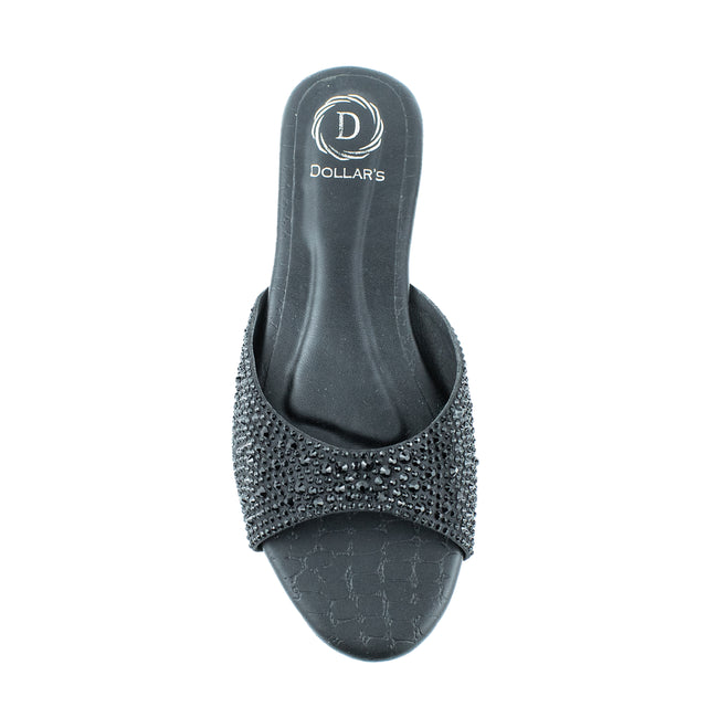Zahra Luxe Black Flat Slippers